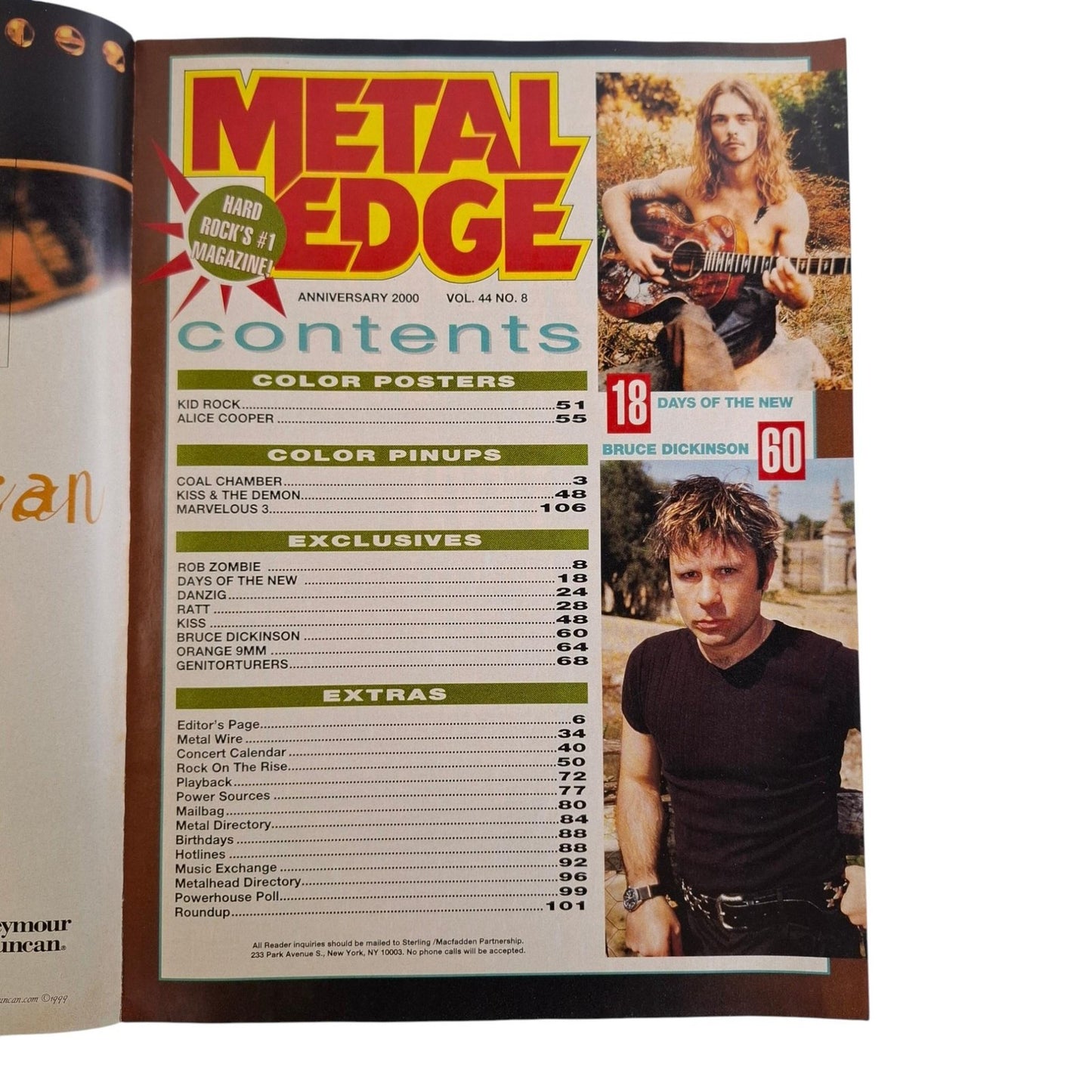 Metal Edge Magazine October 2000 Rob Zombie Danzig Kiss Bruce Dickinson