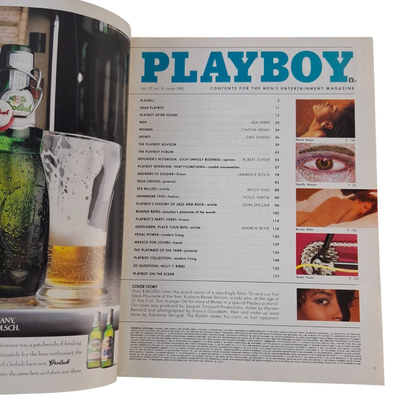 PLAYBOY MAGAZINE June 1990 Rene Tenison / Bonnie Marino