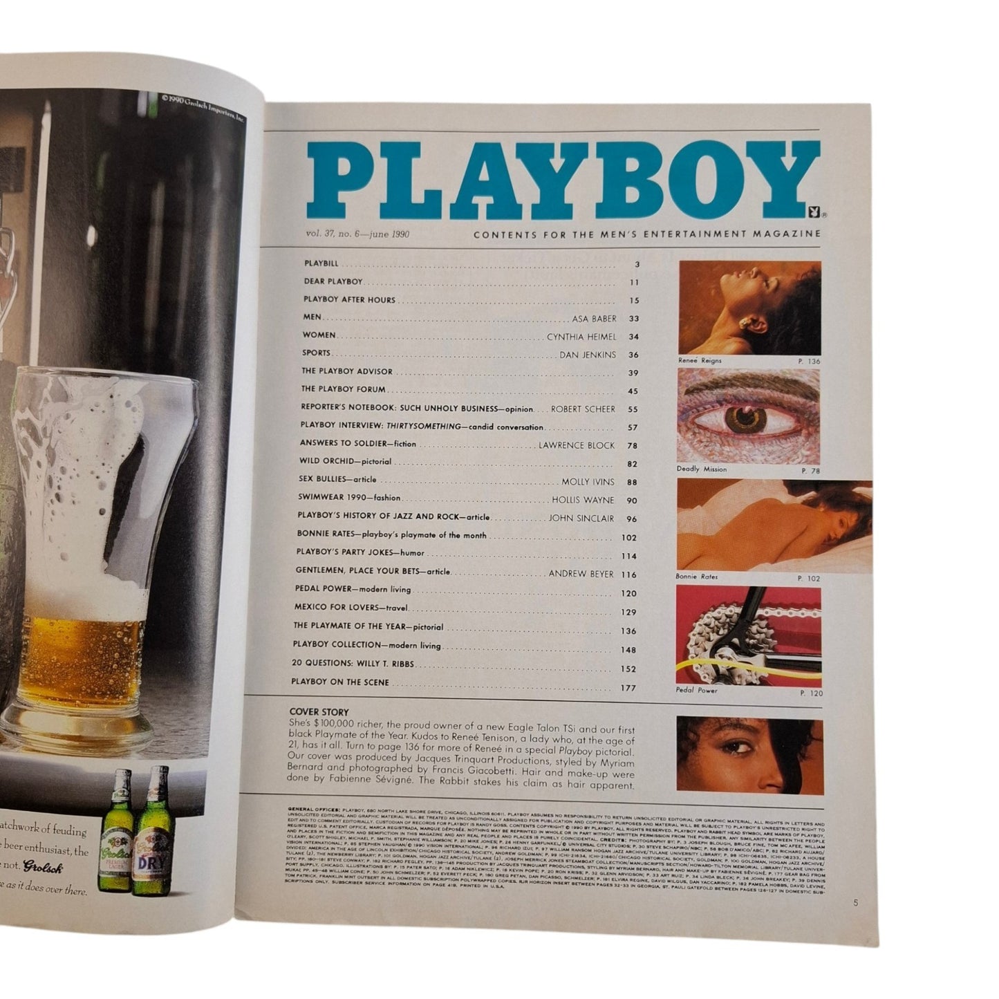 PLAYBOY MAGAZINE June 1990 Rene Tenison / Bonnie Marino