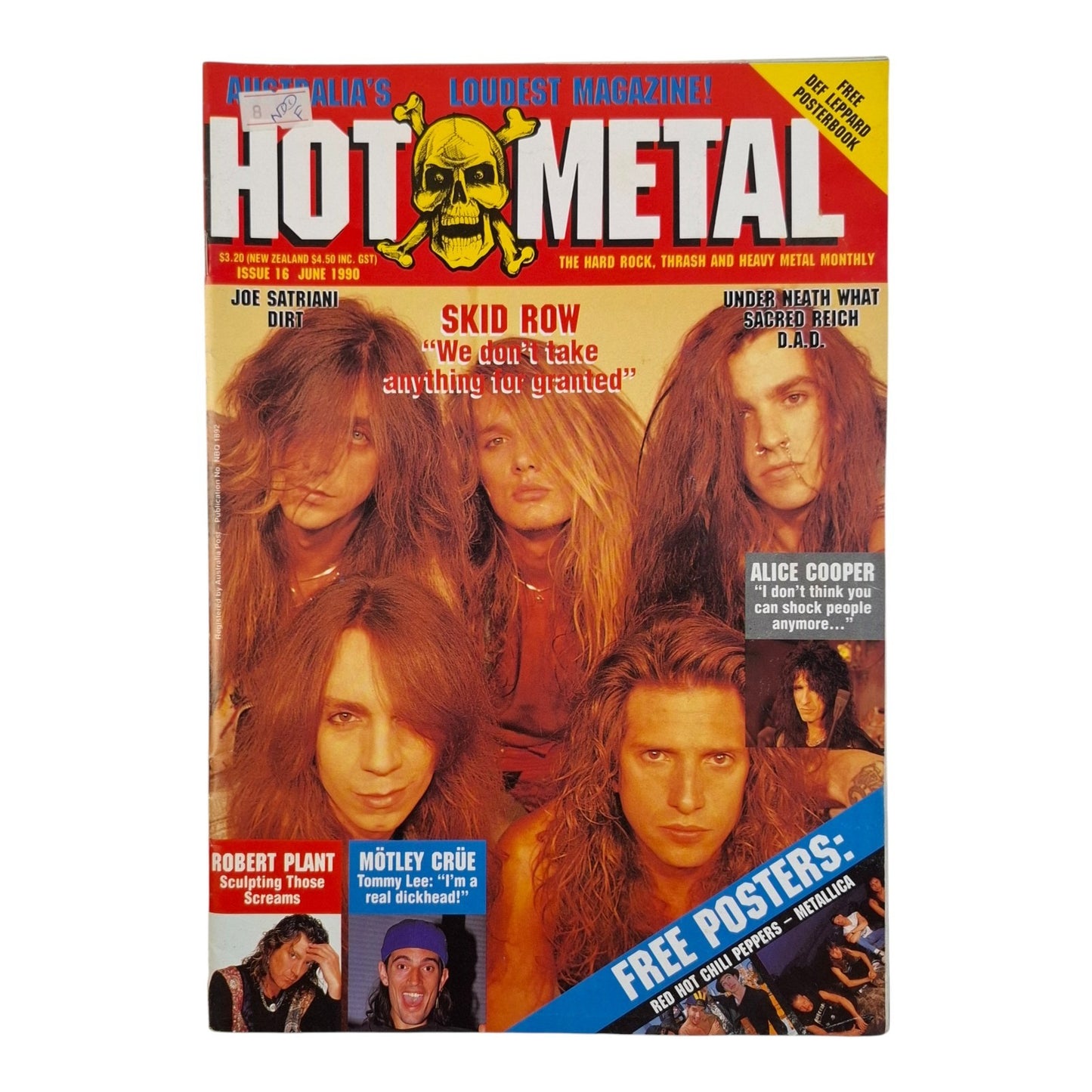 Hot Metal #16 Music Magazine June 1990 Robert Plant - Skid Row - Red Hot Chili