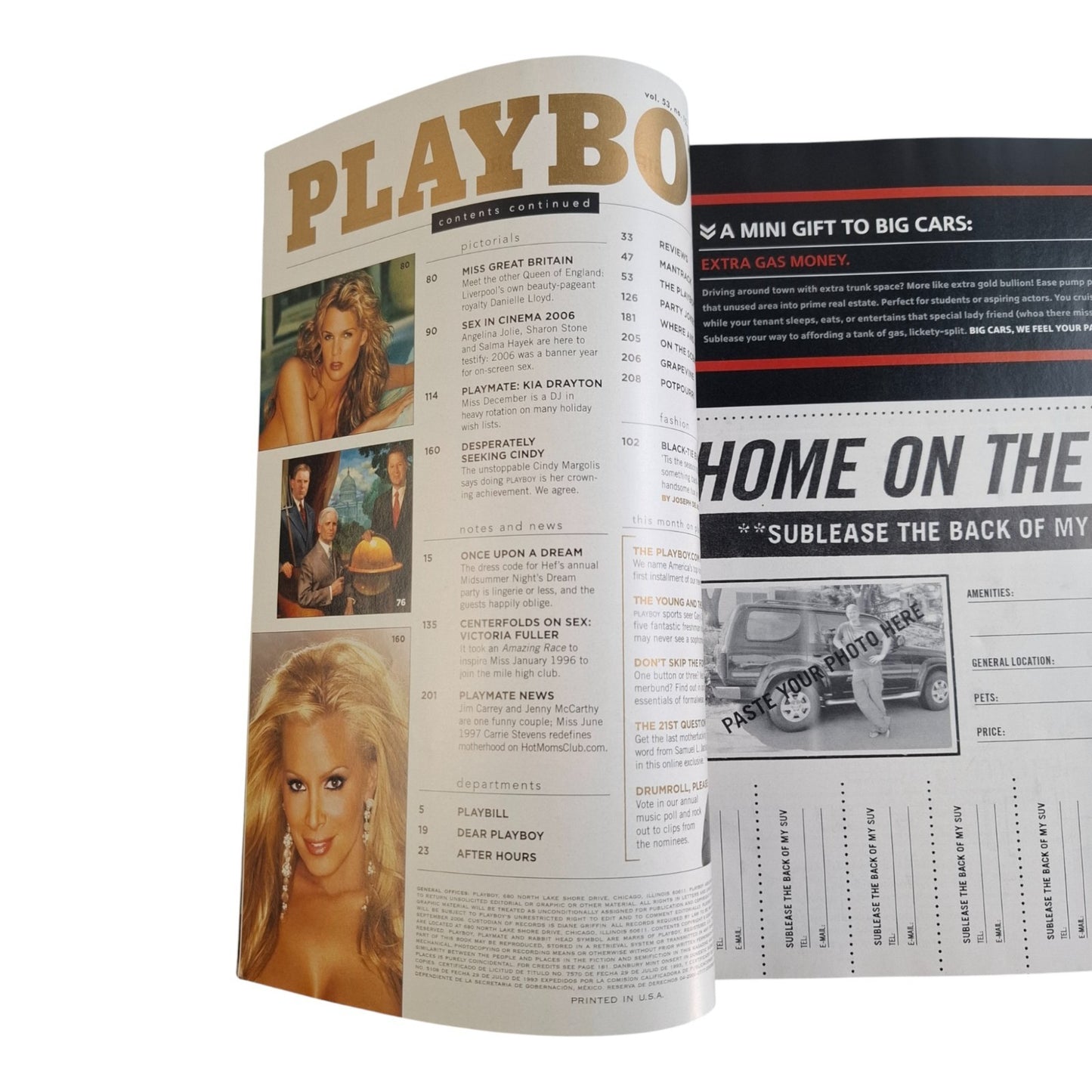 Playboy Magazine December 2006 Cindy Margolis / Kia Drayton