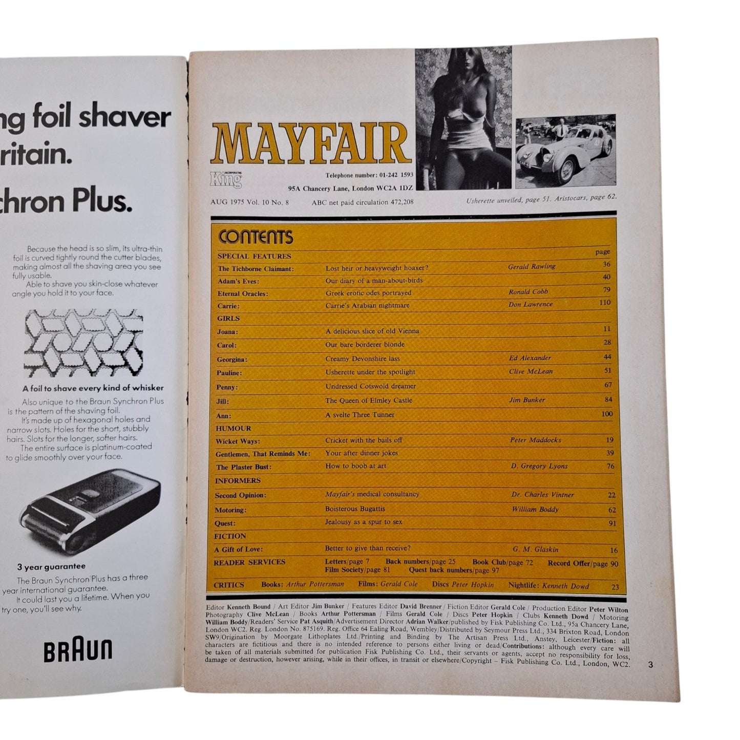 Mayfair Magazine Vol. 10 No. 8 August 1975 Joana Jung / Pauline Andersson