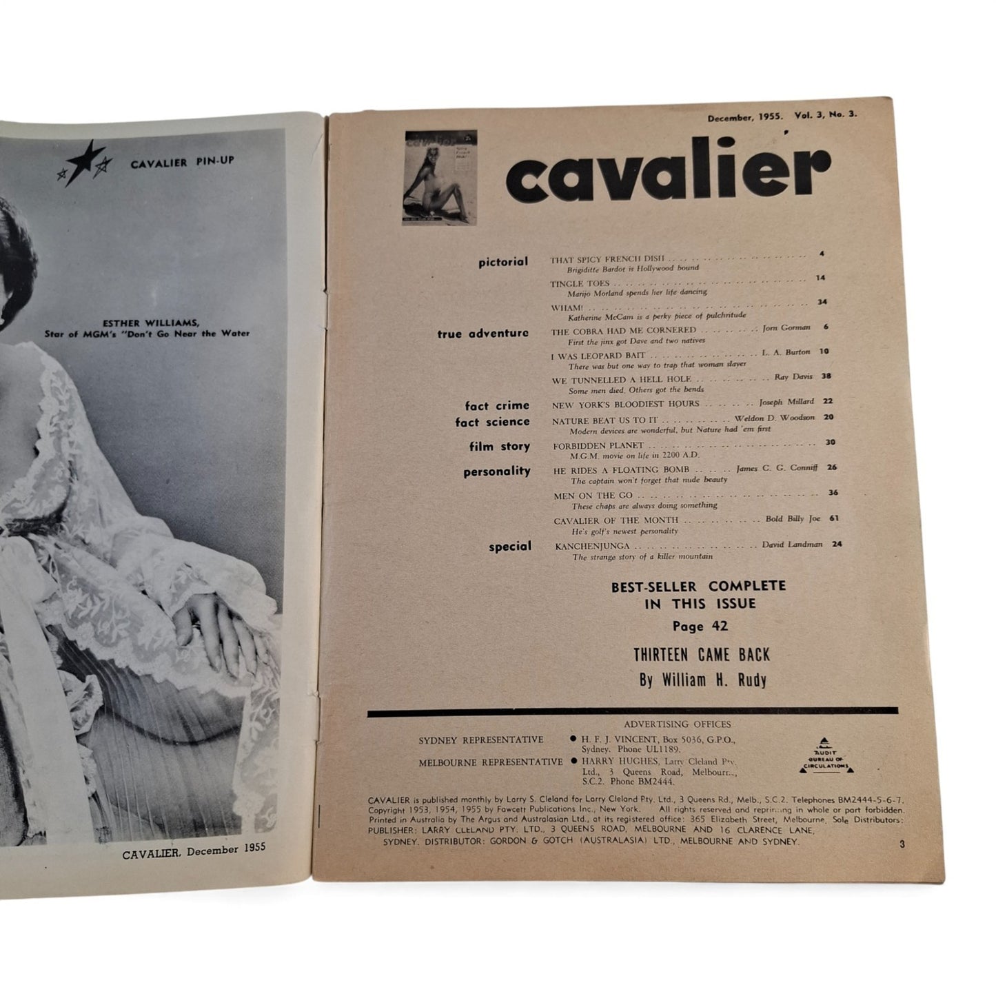 Cavalier Magazine Australia For Men December 1955 Vol. 3 No. 3