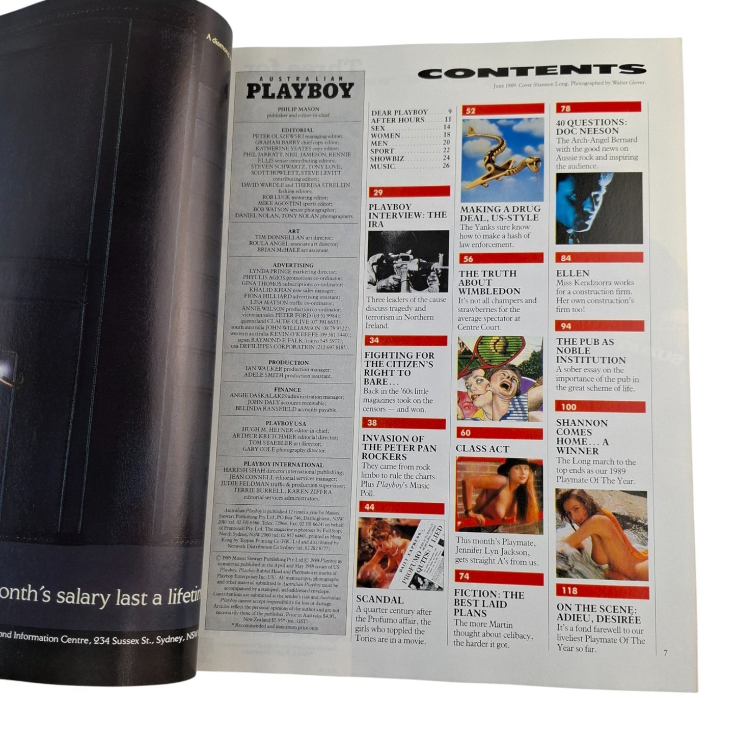 Australian Playboy Magazine June 1989 Shannon Long / Jennifer Jackson ALT, Cover