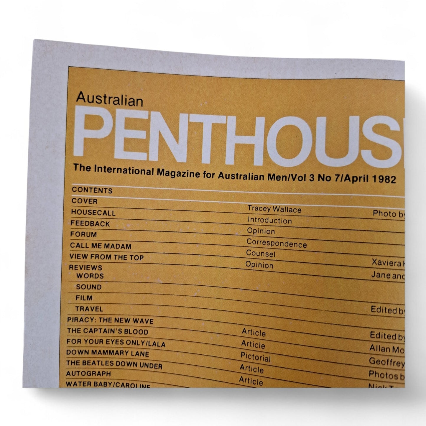 AUSTRALIAN PENTHOUSE April 1982 Vol. 3 No. 7 Men's Magazine Tracey Wallace