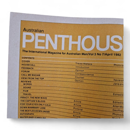 AUSTRALIAN PENTHOUSE April 1982 Vol. 3 No. 7 Men's Magazine Tracey Wallace