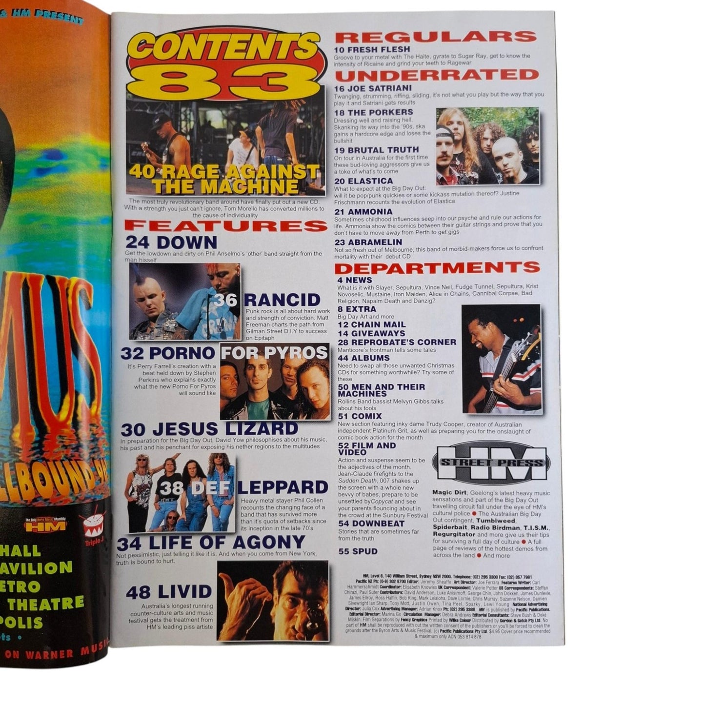 Hot Metal #83 February 1996 Magazine Rage Against The Machine