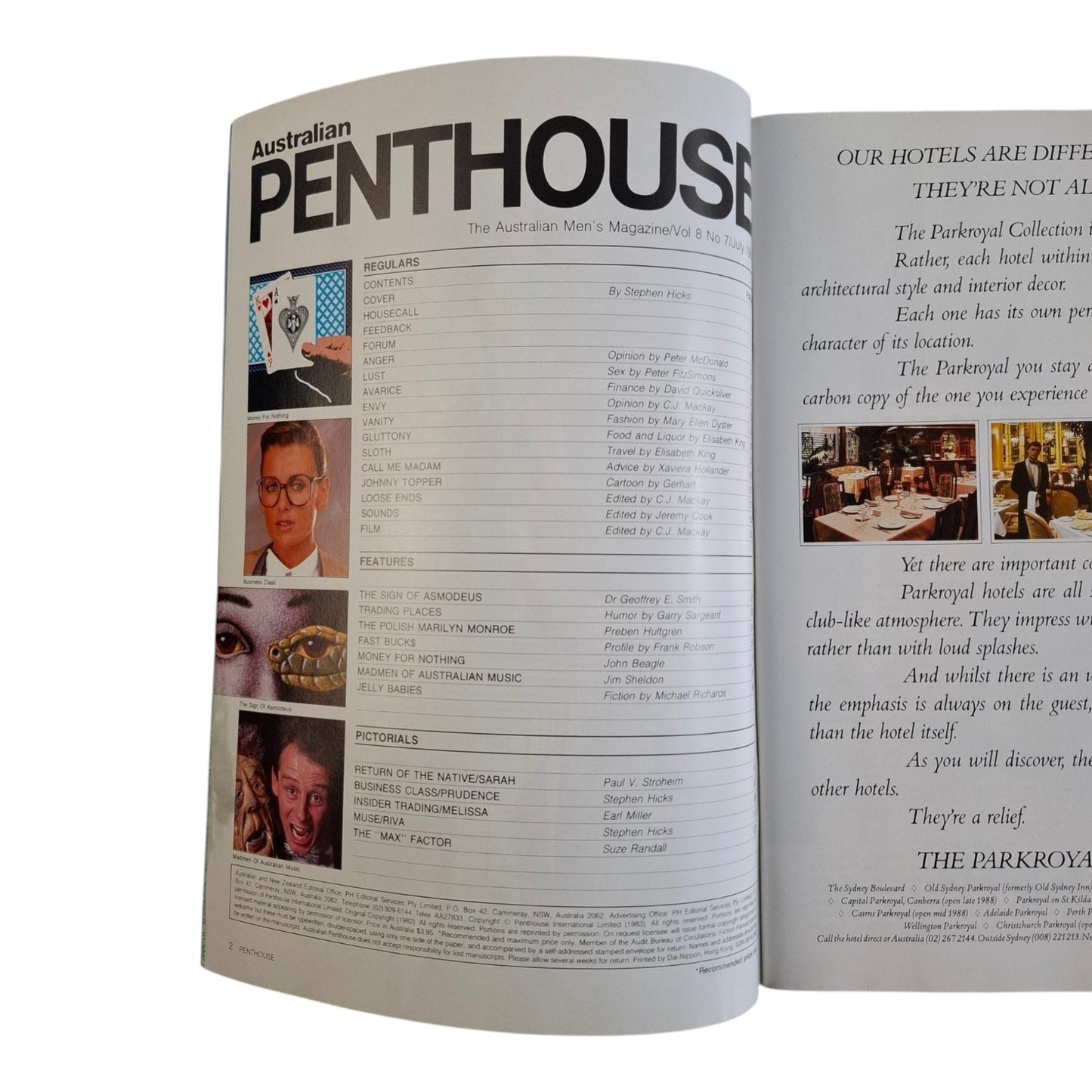 AUSTRALIAN PENTHOUSE Magazine July 1987 Prudence Nicholl / Sarah Lipton.