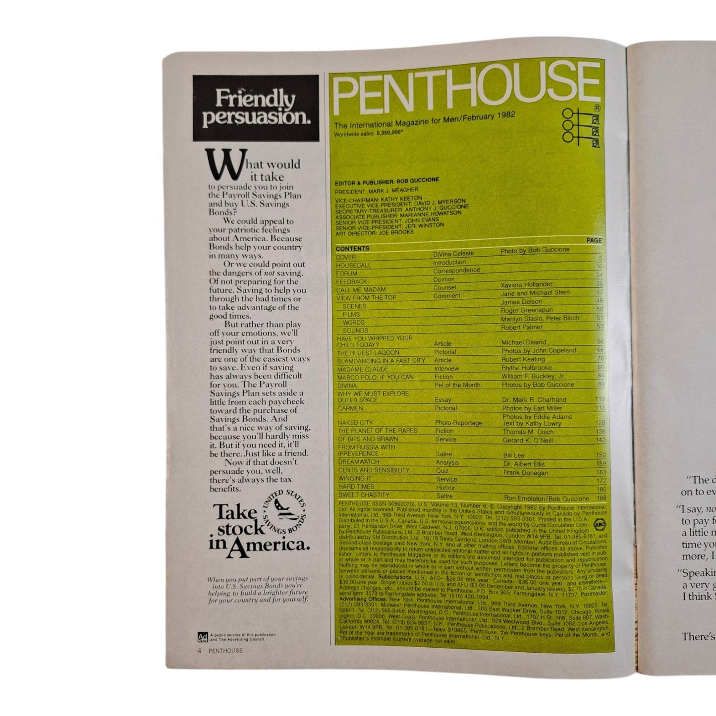 PENTHOUSE U.S Magazine February 1982 Divina Celeste / Blue Lagoon