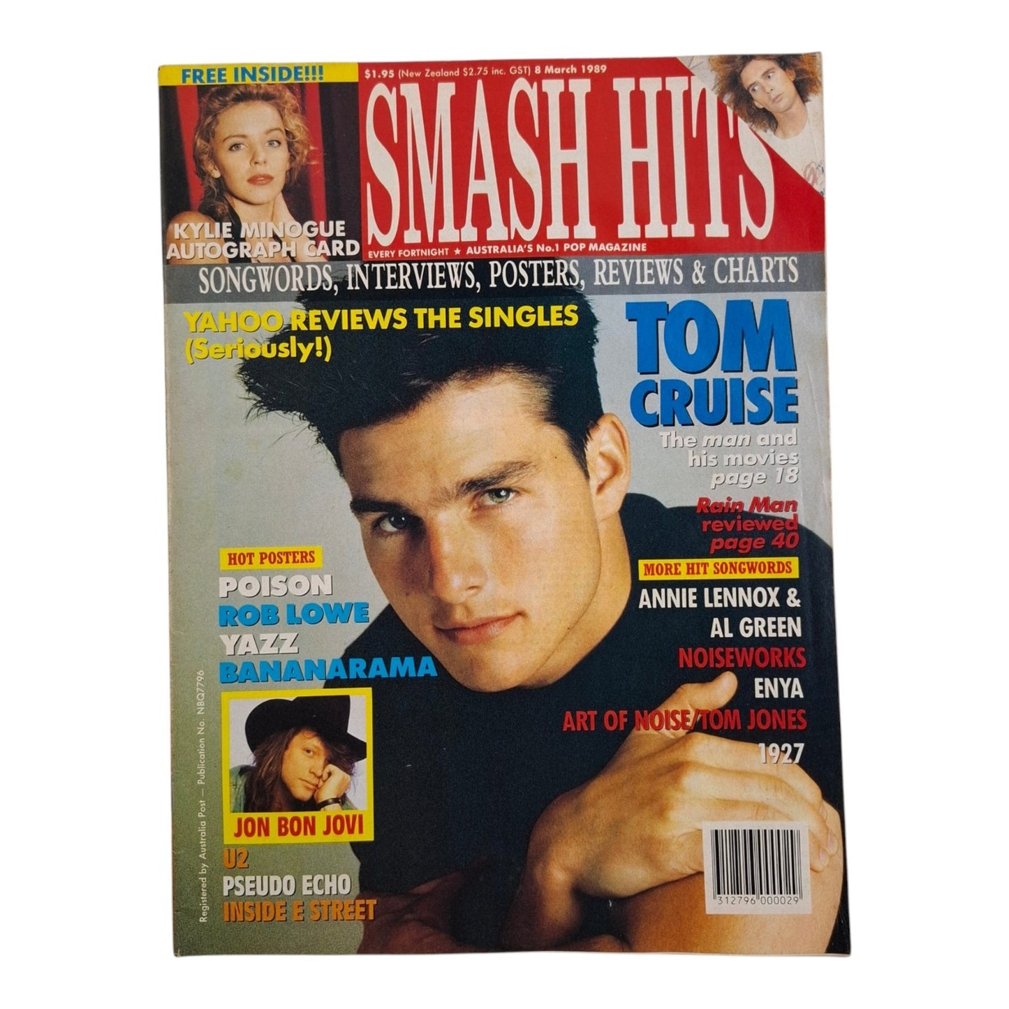 Smash Hits Magazine Australia March 1989 Tom Crusie Kylie Minogue Autograph CARD
