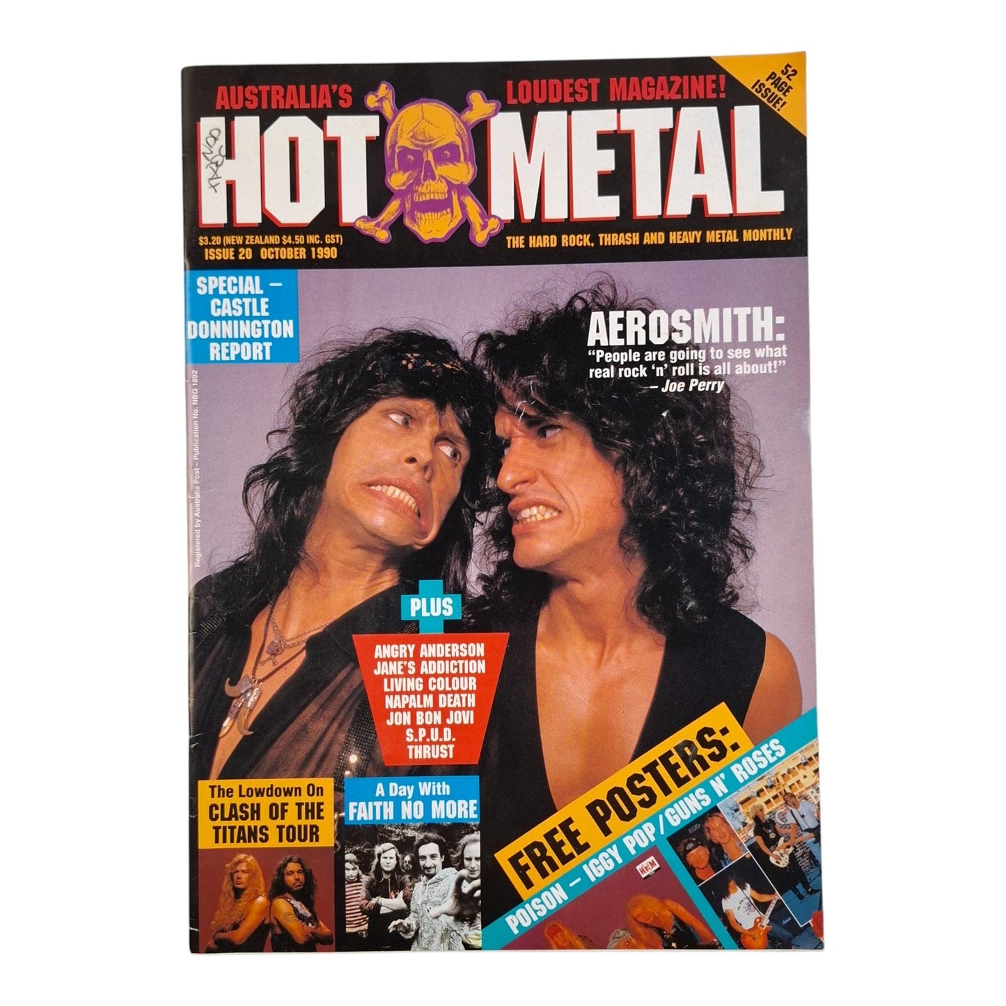 Hot Metal #20 Music Magazine (October 1990) - Aerosmith - Iggy Pop - Slash