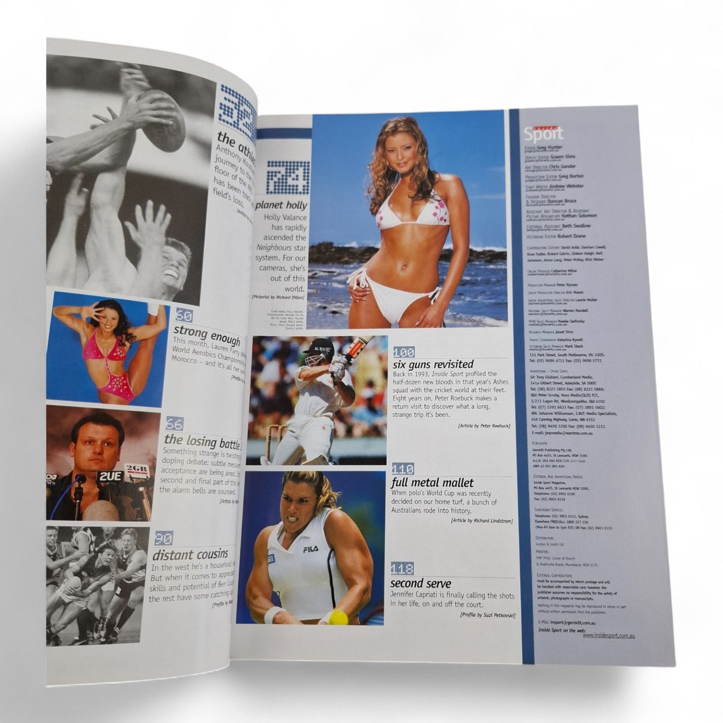 Inside Sport Magazine #114 July 2001 HOLLY VALLANCE BEN COUSINS CRICKET