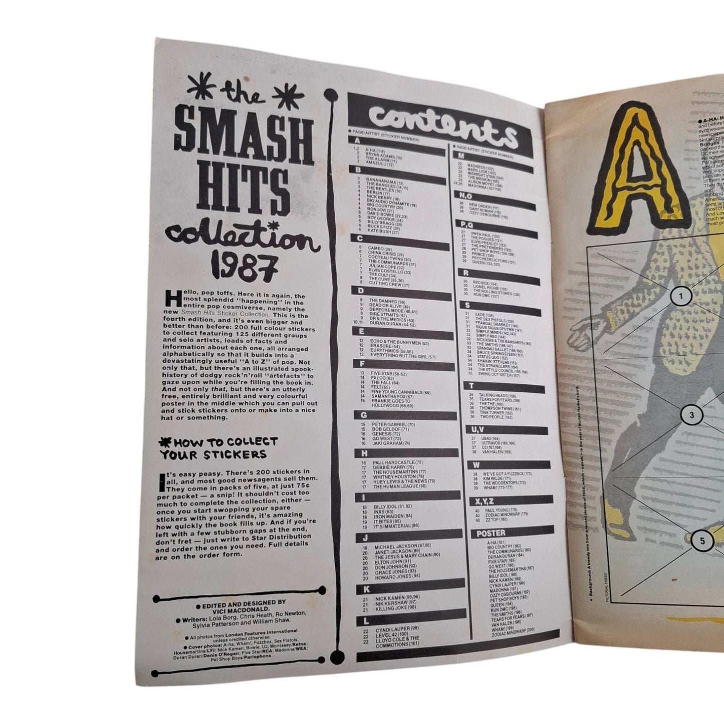 Smash Hits Magazine 1987 Sticker Collection Album
