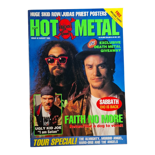 Hot Metal #42 Music Magazine August 1992 Faith No More / Ugly Kid Joe / Dio