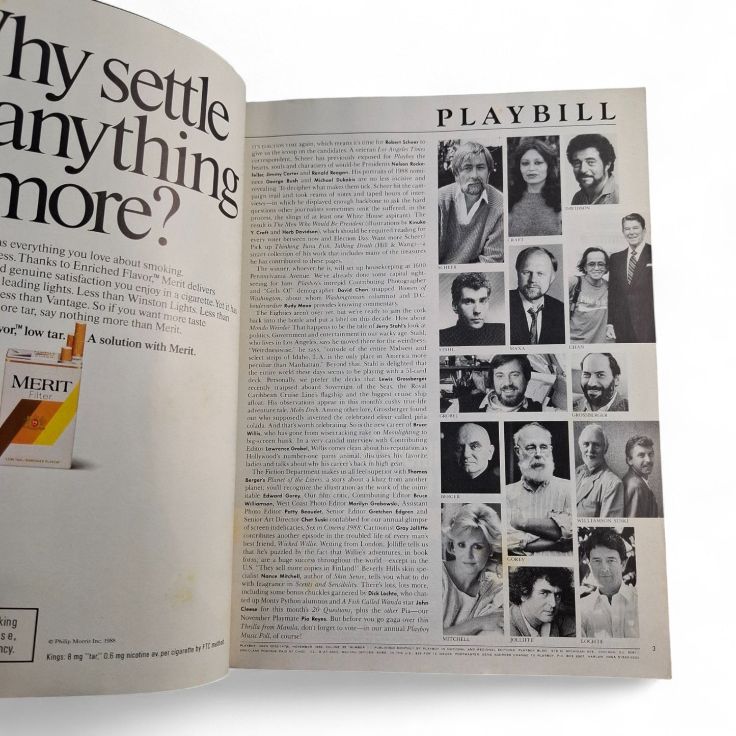 Playboy Magazine November 1988 Jessica Rabbit (Laura Richmond) COMPLETE