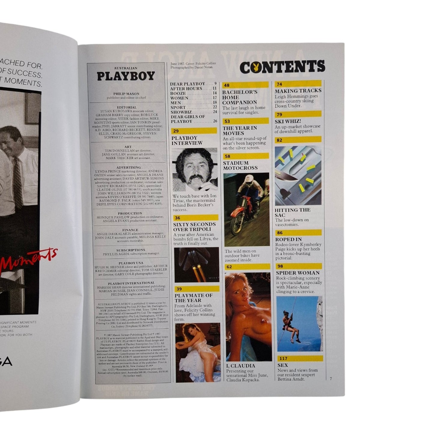 Australian PLAYBOY Magazine June 1987 Felicity Collins / Claudia Kopacka