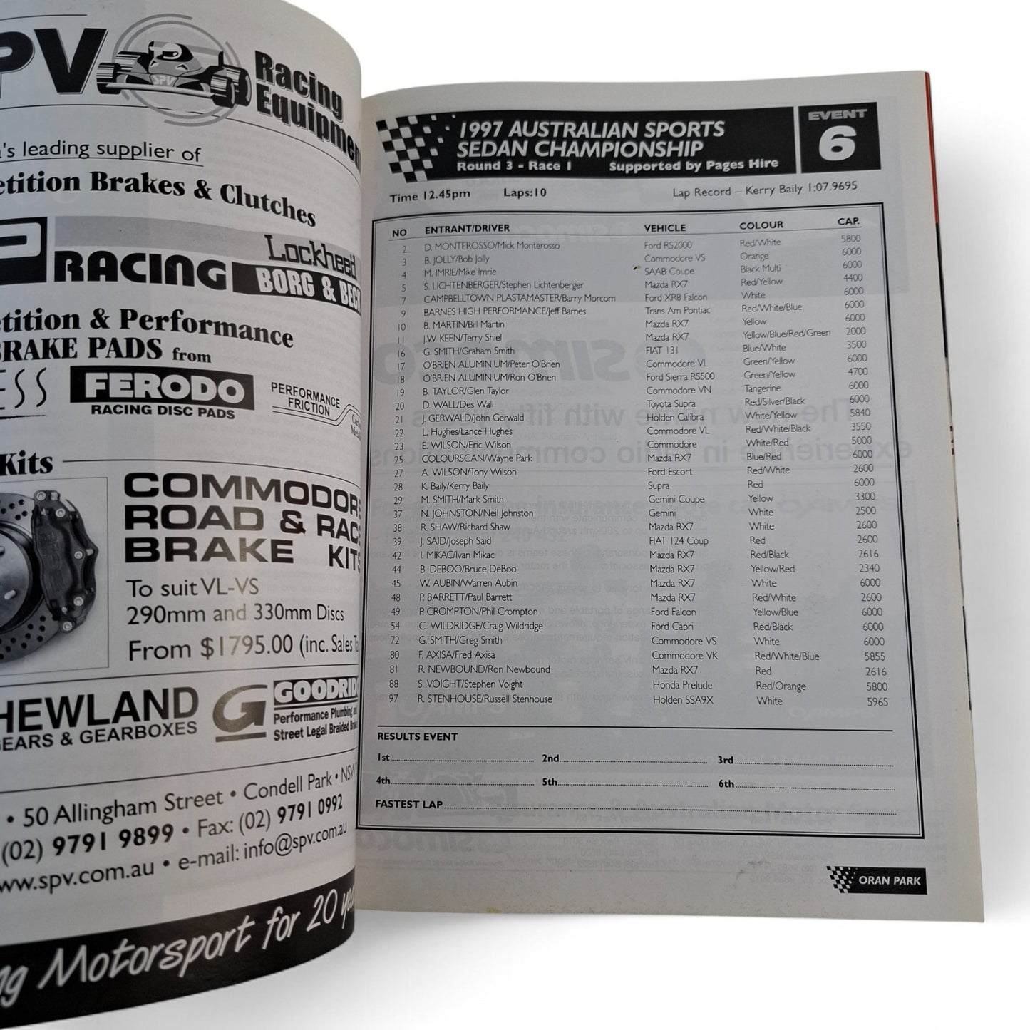 1997 Australian Touring Car Championship Oran Park Official Program