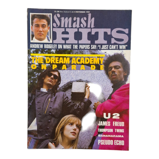 Smash Hits Magazine Australia November 1985 The Dream Academy / U2