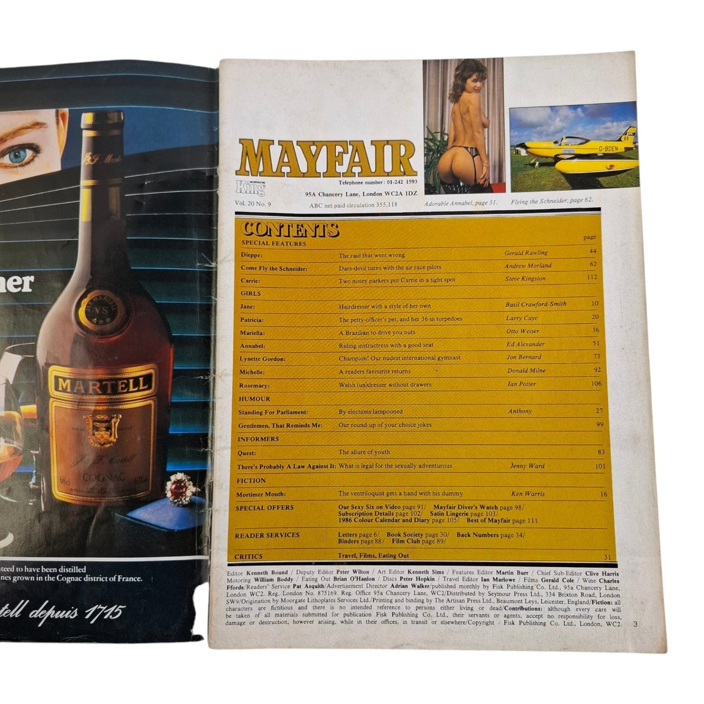 Mayfair Magazine Vol. 20 No. 9 1985 Annabel Fairchild / Lynette Gordon NO C/F