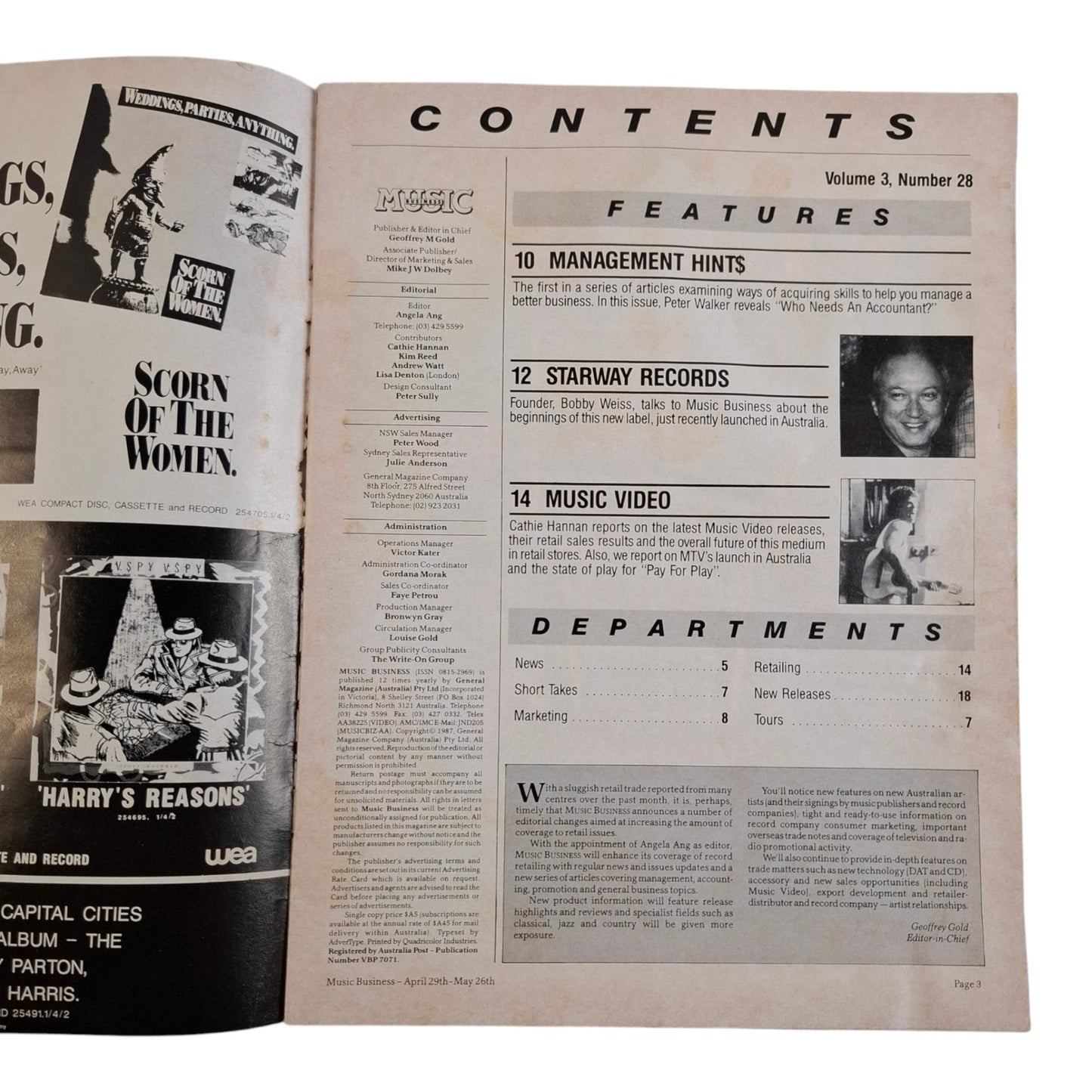 Australian Music Business Magazine 1987 Carly Simon