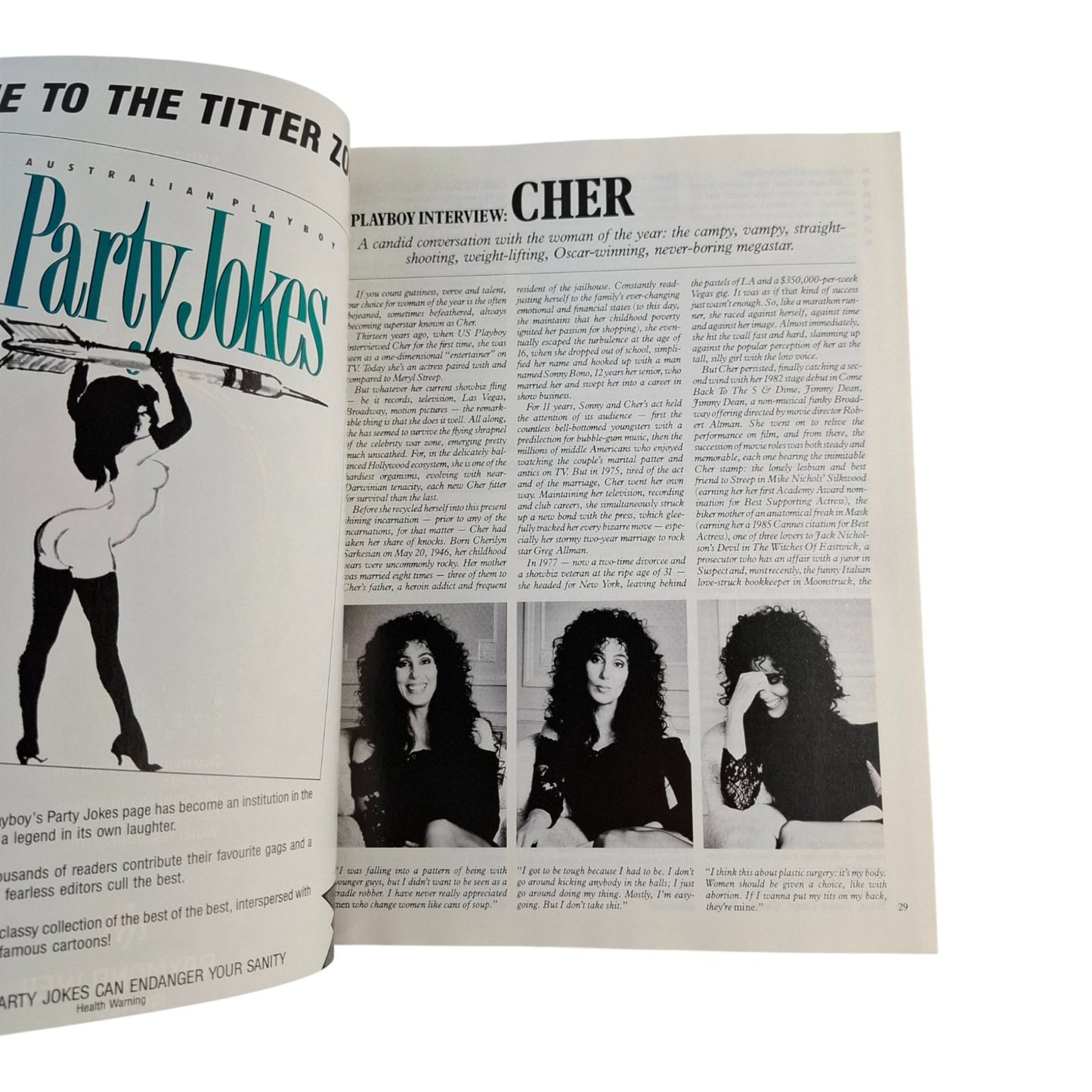 Australian Playboy Magazine March 1989 Karen Bartlett / Cher