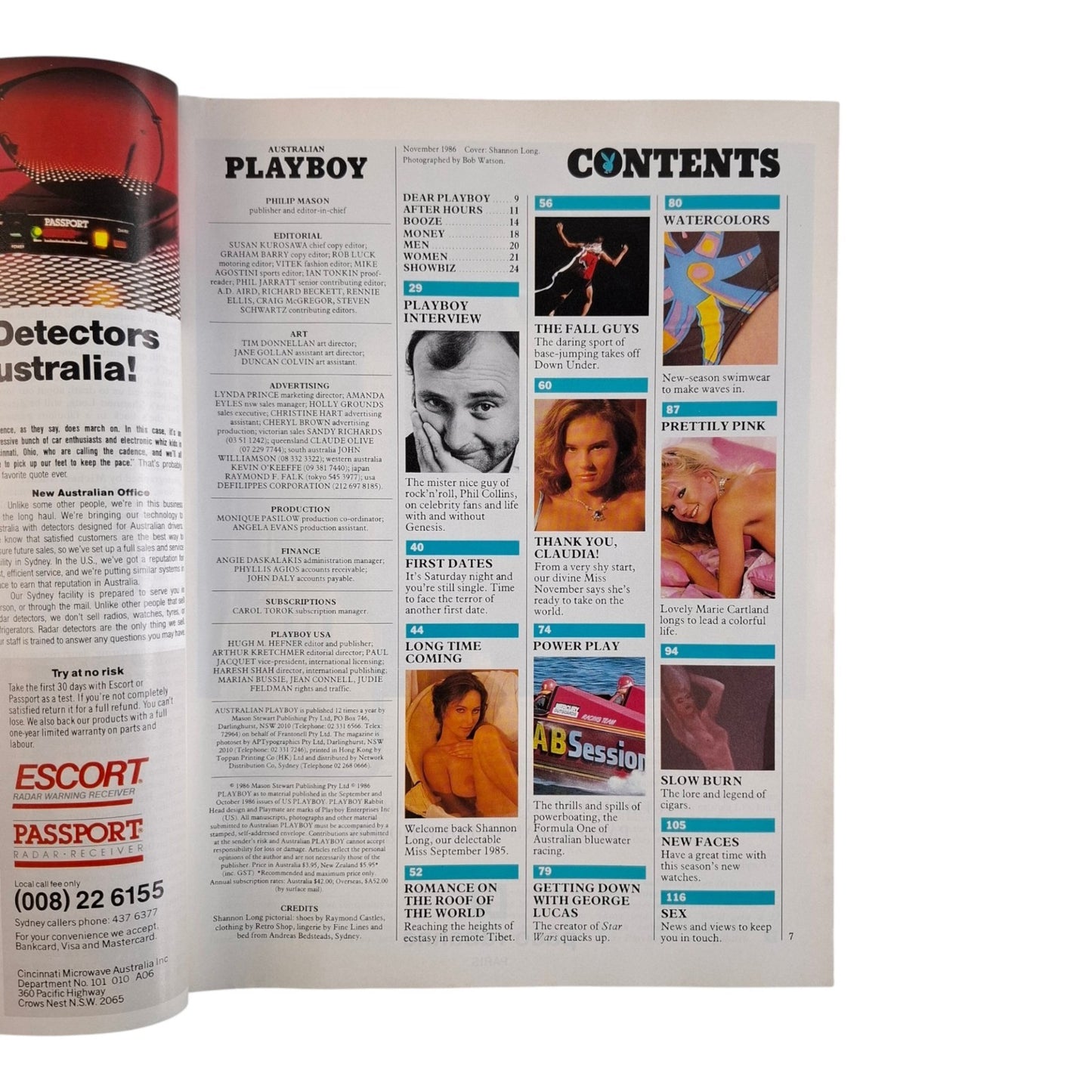 Australian Playboy Magazine November 1986 Shannon Long / Claudia Miller