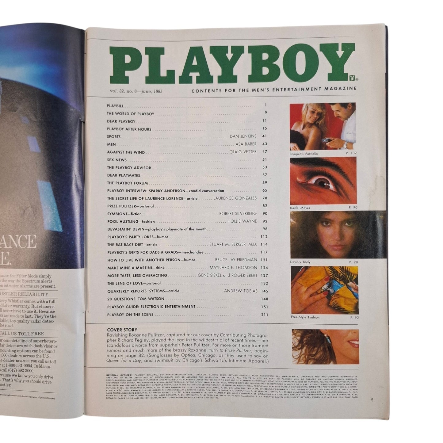 PLAYBOY MAGAZINE June 1985 Roxanne Pulitzer / Devin DeVasquez