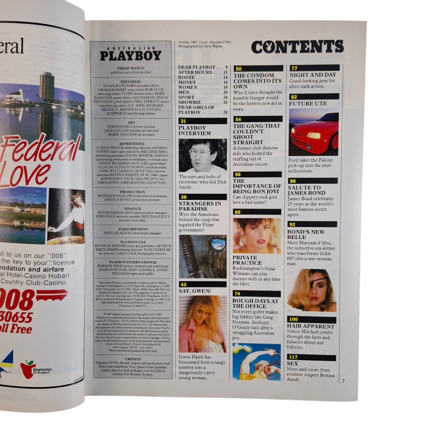 Australian Playboy Magazine October 1987 Maryam D'Abo / Gina Williams