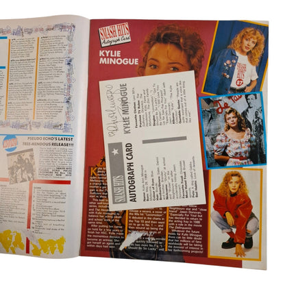 Smash Hits Magazine Australia March 1989 Tom Crusie Kylie Minogue Autograph CARD