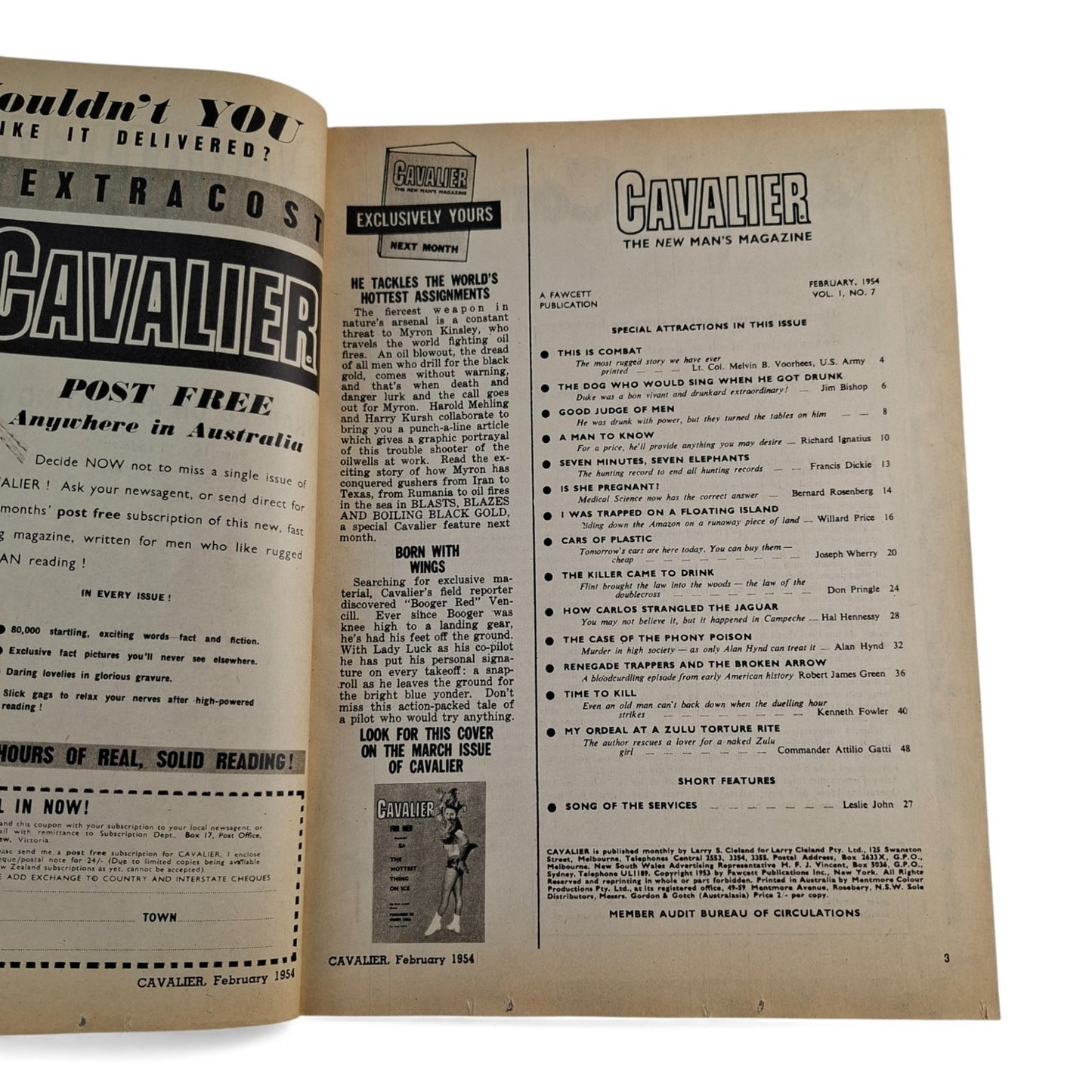 Cavalier Magazine Australia For Men February 1954 Vol. 1 No. 7 - Vargas Girl