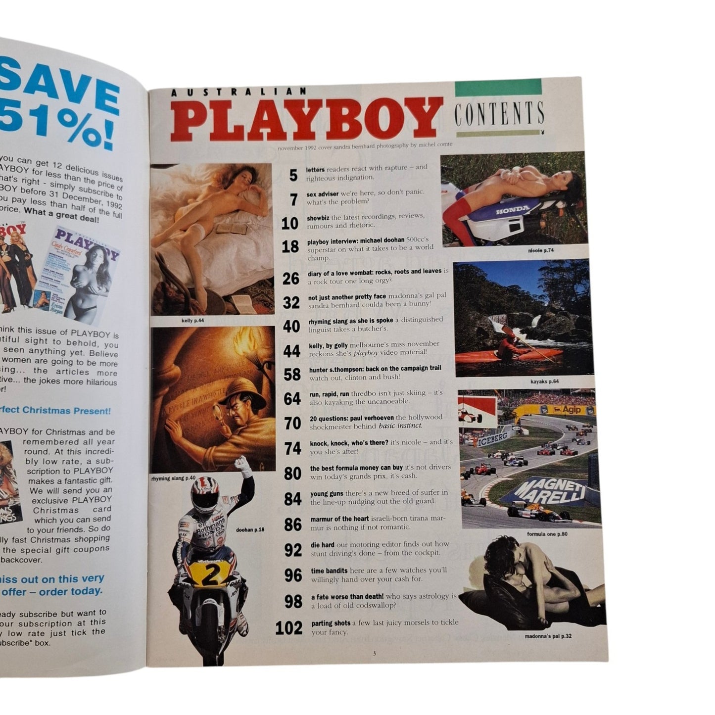 Australian Playboy Magazine November 1992 Sandra Bernhard / Kelly James