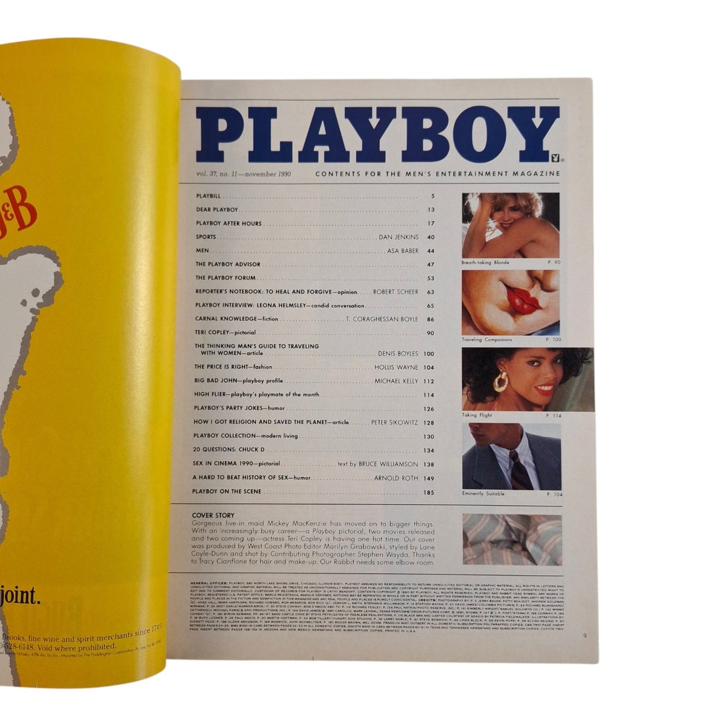 Playboy Magazine November 1990 Teri Copley / Lorraine Olivia