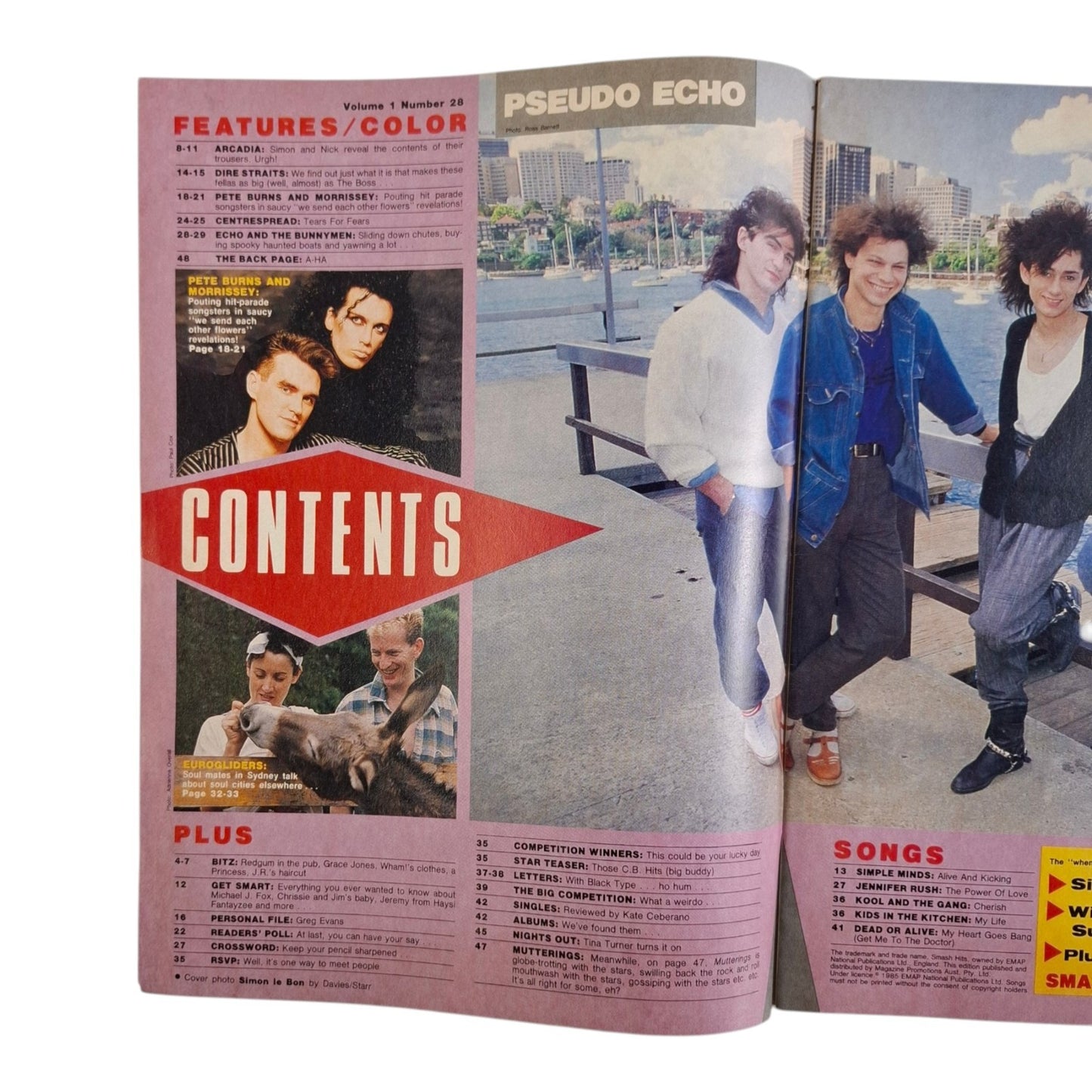 Smash Hits Magazine Australia December 1985 Arcadia / Pete Burns  Dire Straights