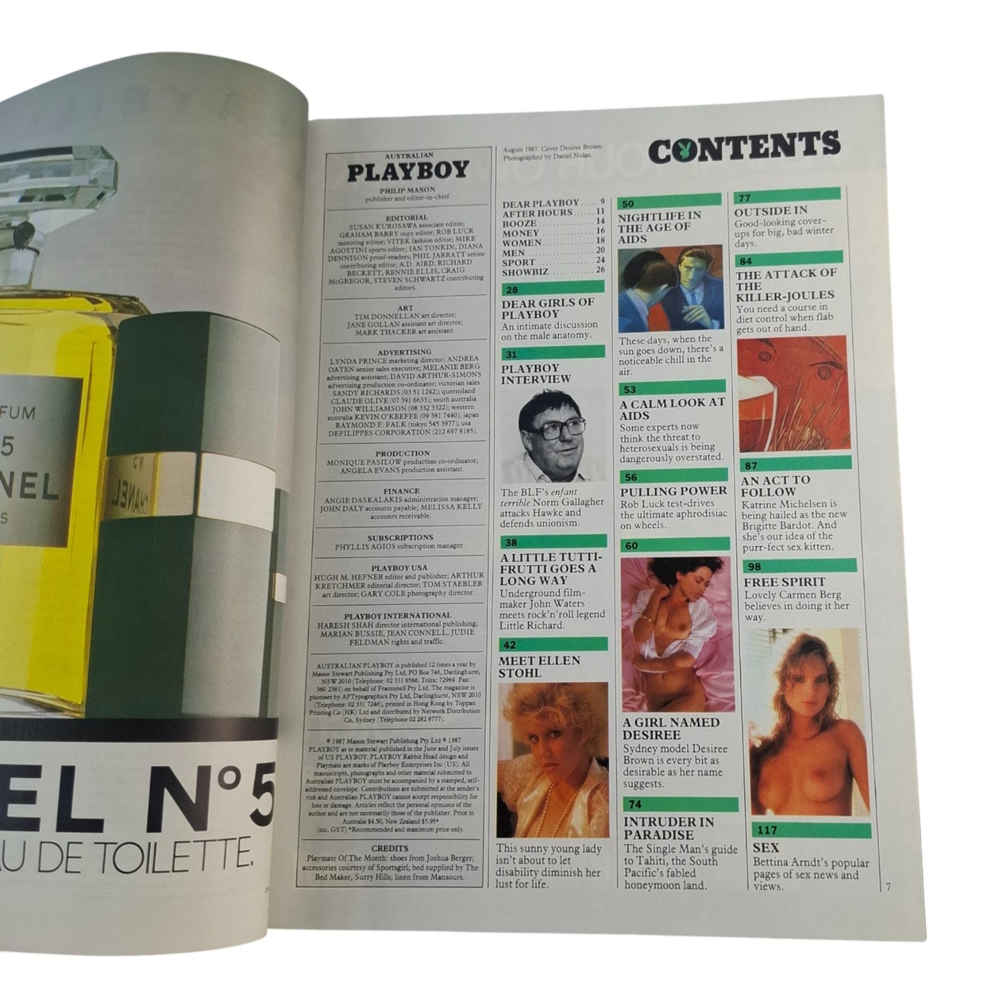 Australian PLAYBOY Magazine August 1987 Desiree Brown, Ellen Stohl
