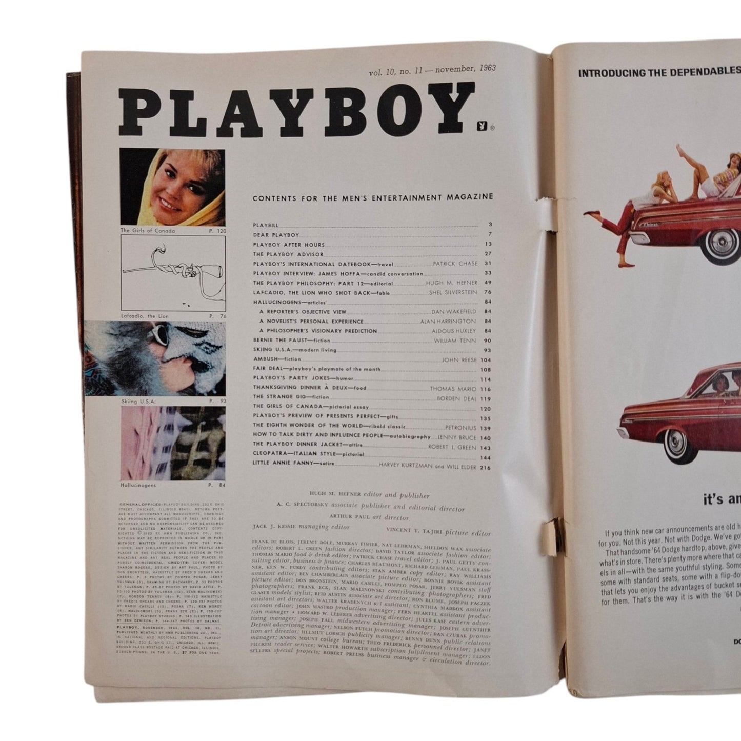 Playboy Magazine November 1963 Sharon Rogers /Terre Tucker NO C/F