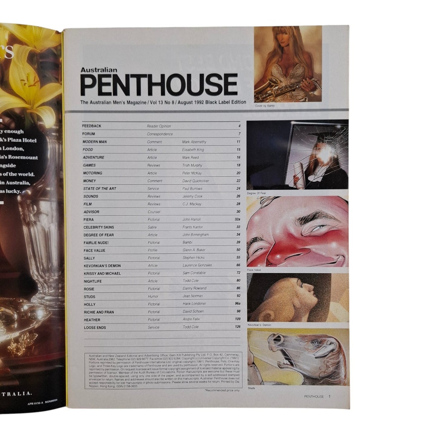 Australian Penthouse Magazine August 1992 Fairlie Arrow / Sally Worth