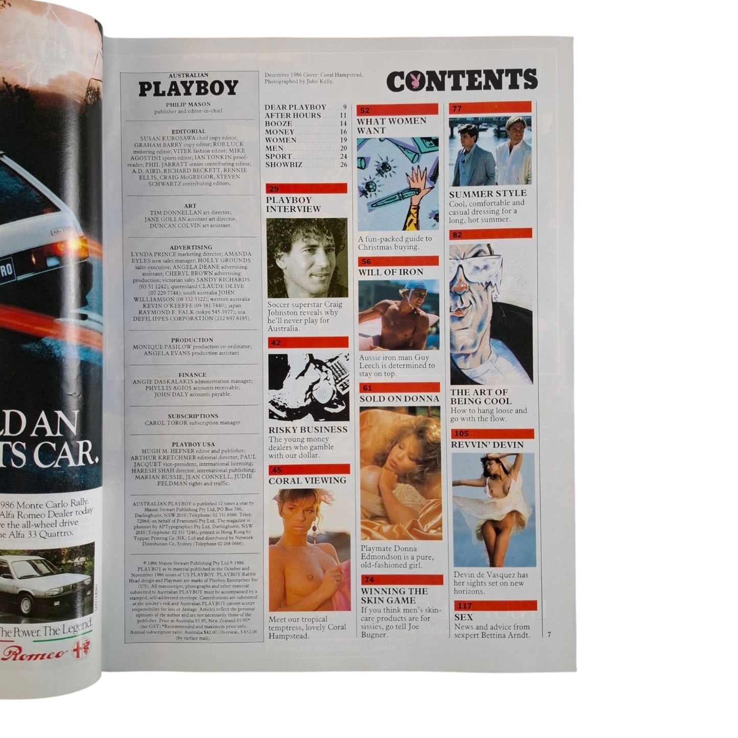 Australian Playboy Magazine December 1986  Coral Hampstead / Donna Edmondson