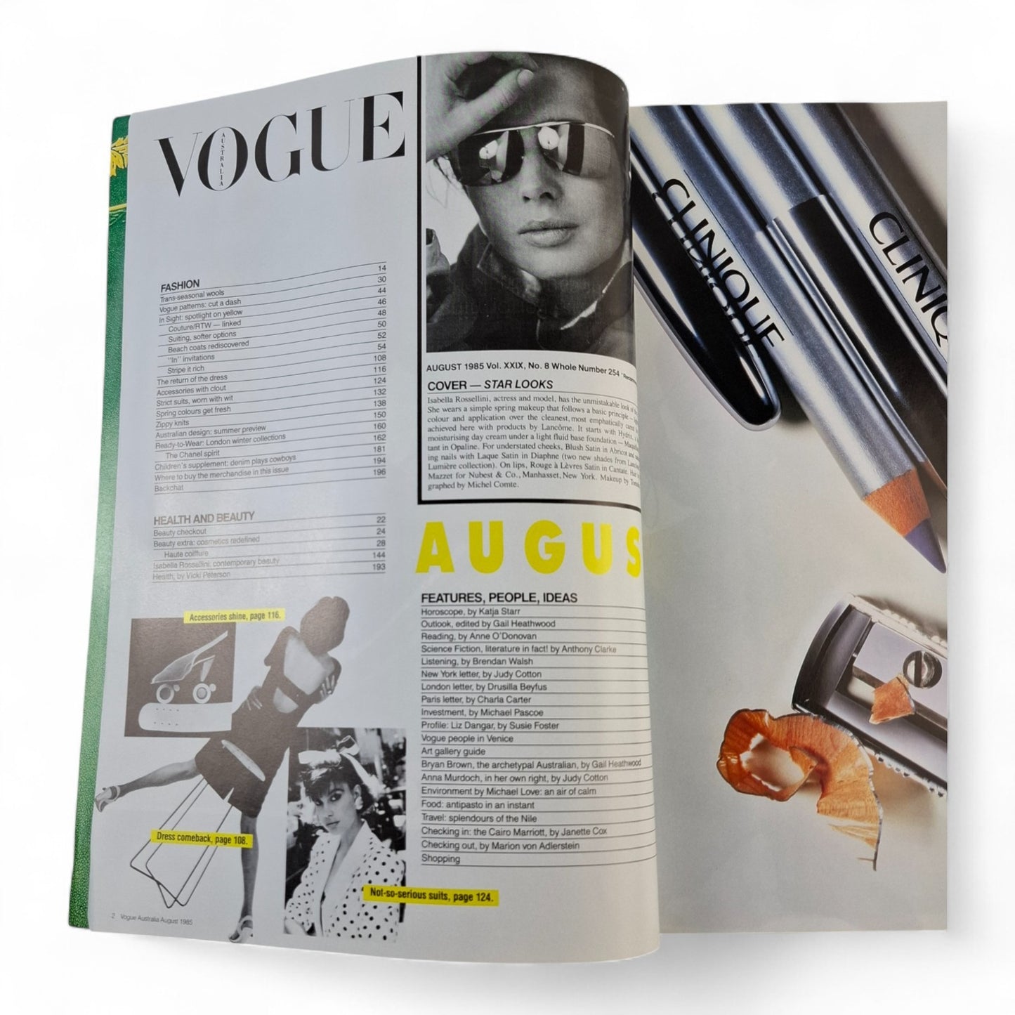 Vogue Australia magazine - August 1985 - ISABELLA ROSSELLINI ELLE MACPHERSON