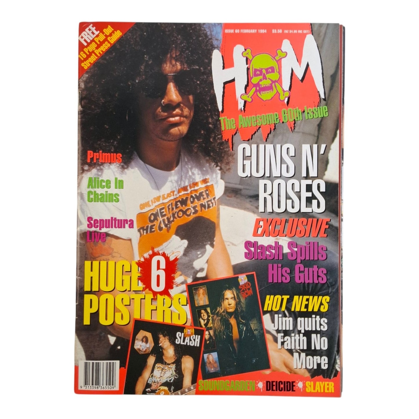 Hot Metal #60  Music Magazine February 1994 Guns n' Roses / Primus