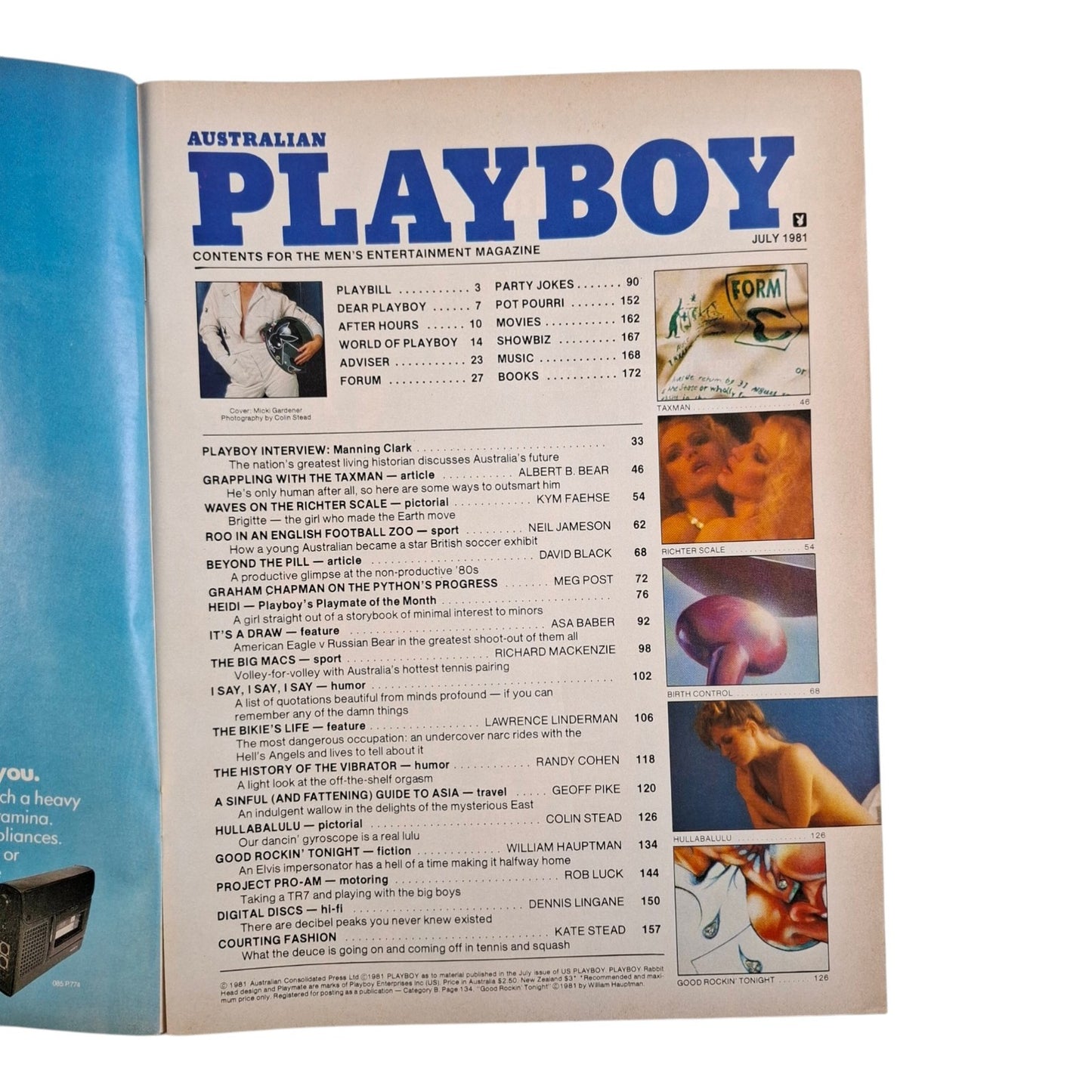 Australian Playboy Magazine July 1981 Micki Gardener / Heidi Sorenson
