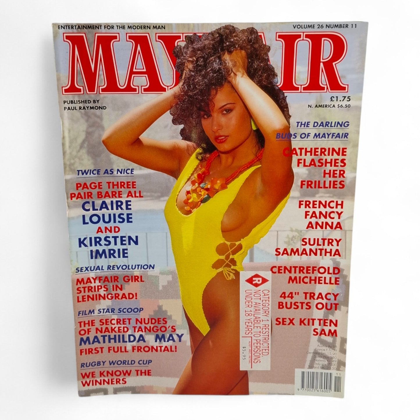 Mayfair Magazine Vol. 26 No. 11 1991 U.K Playboy CLAIRE LOUISE KIRSTEN IMRIE