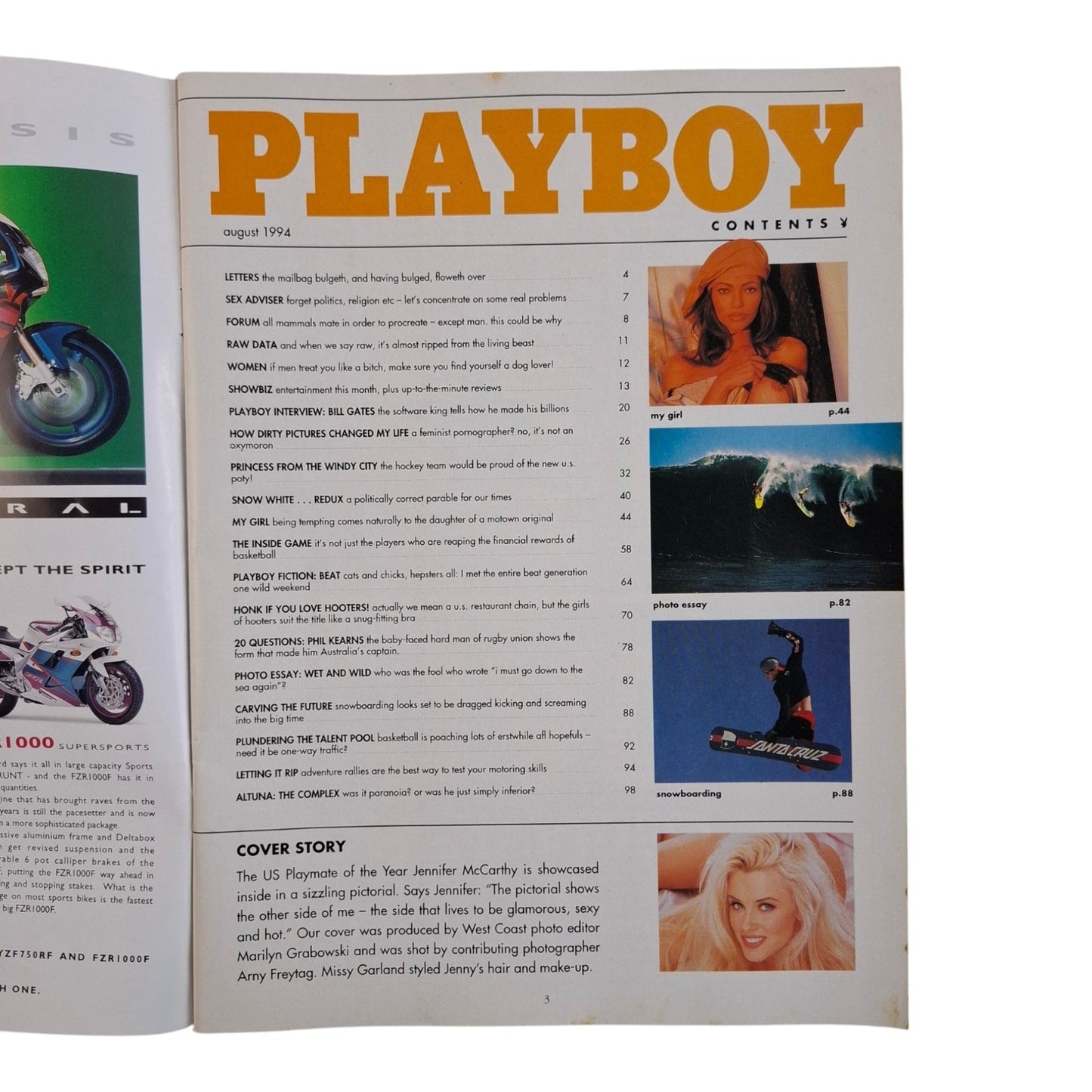 Australian Playboy Magazine August 1994 Jenny McCarthy / Elan Carter