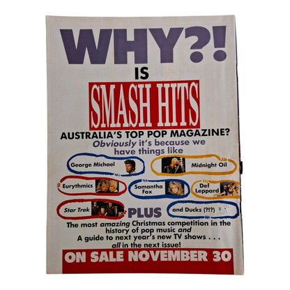 Smash Hits Australia Magazine Nov. 30, 1987 - Kylie Minogue, Bananarama