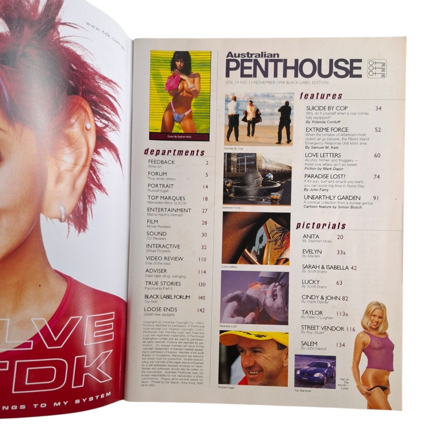 Australian Penthouse Magazine November 1998 Lucky Charms / Evelyn Miles