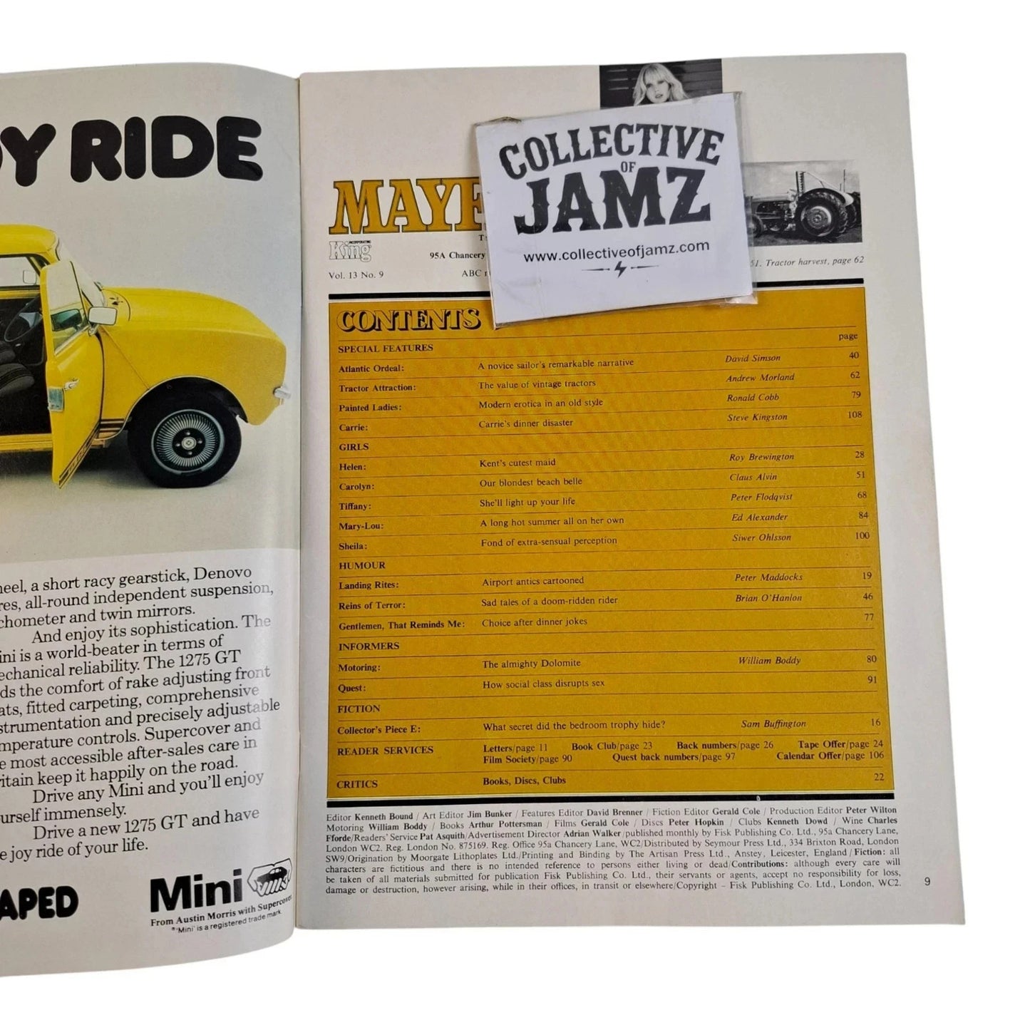 Mayfair Magazine Sep 1978 Vol 13 No 9 GOTM Page 3's Carolyn Evans Playboy