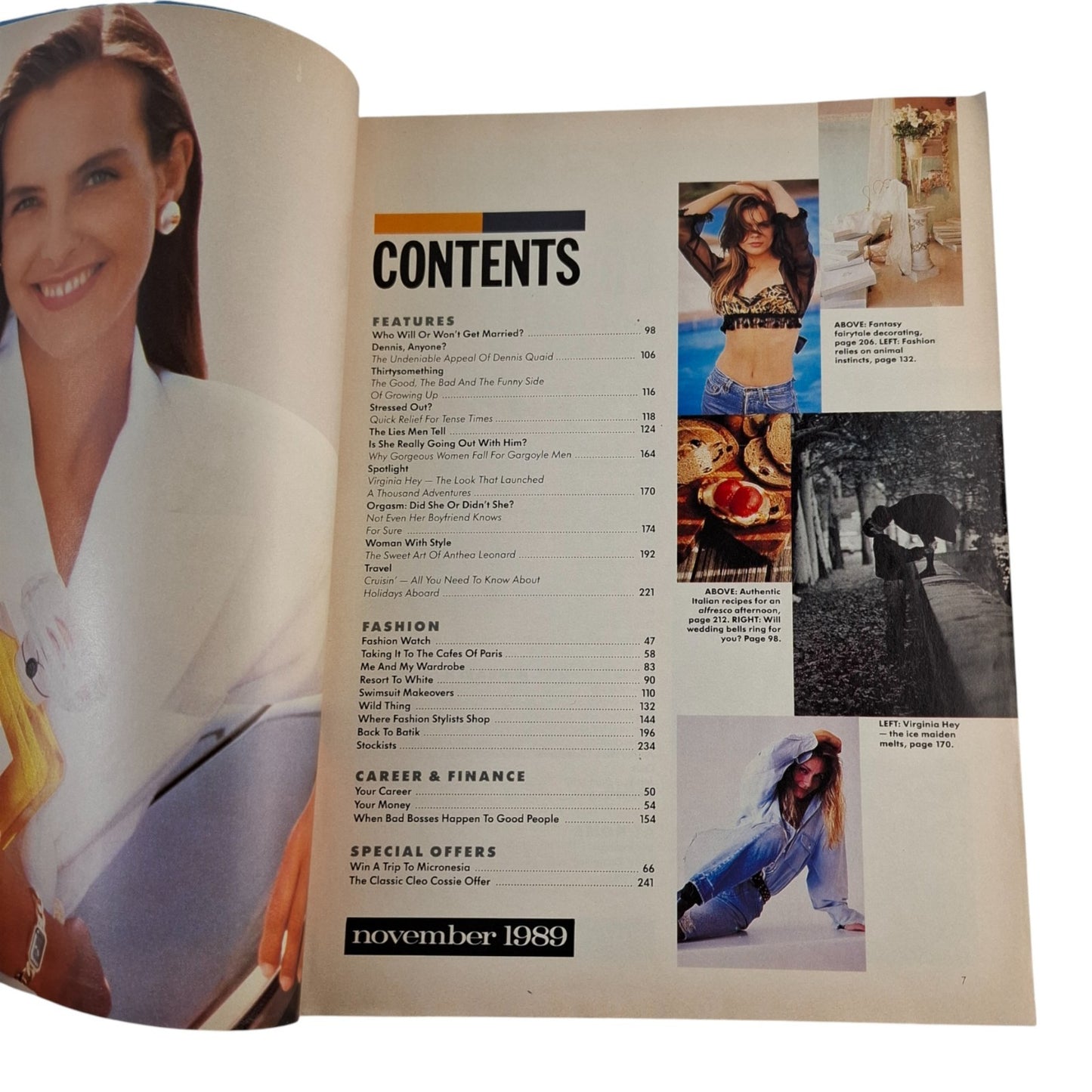 Cleo Australia Magazine - November 1989 - Dennis Quaid Virginia Hey Tania Lacy