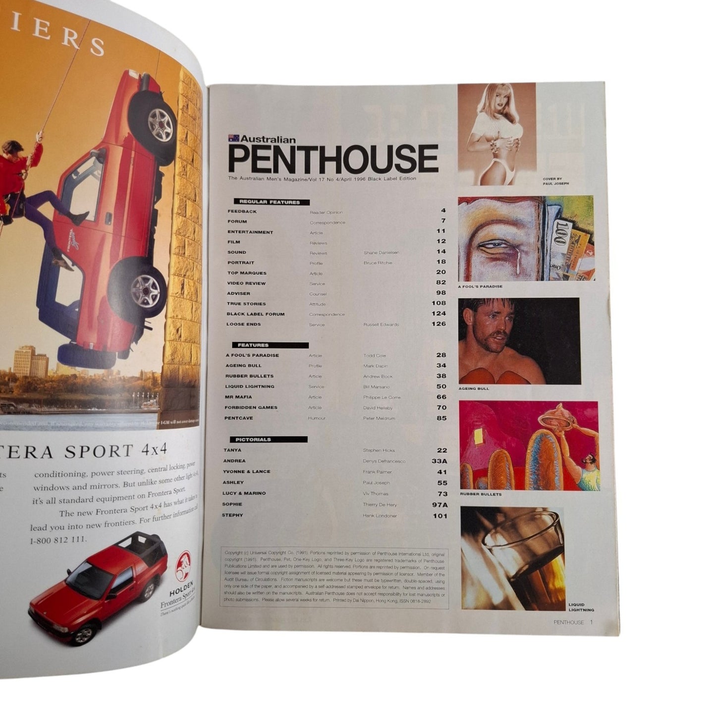 Australian Penthouse Magazine April 1996 Ashley Lauren / Tanya St. James