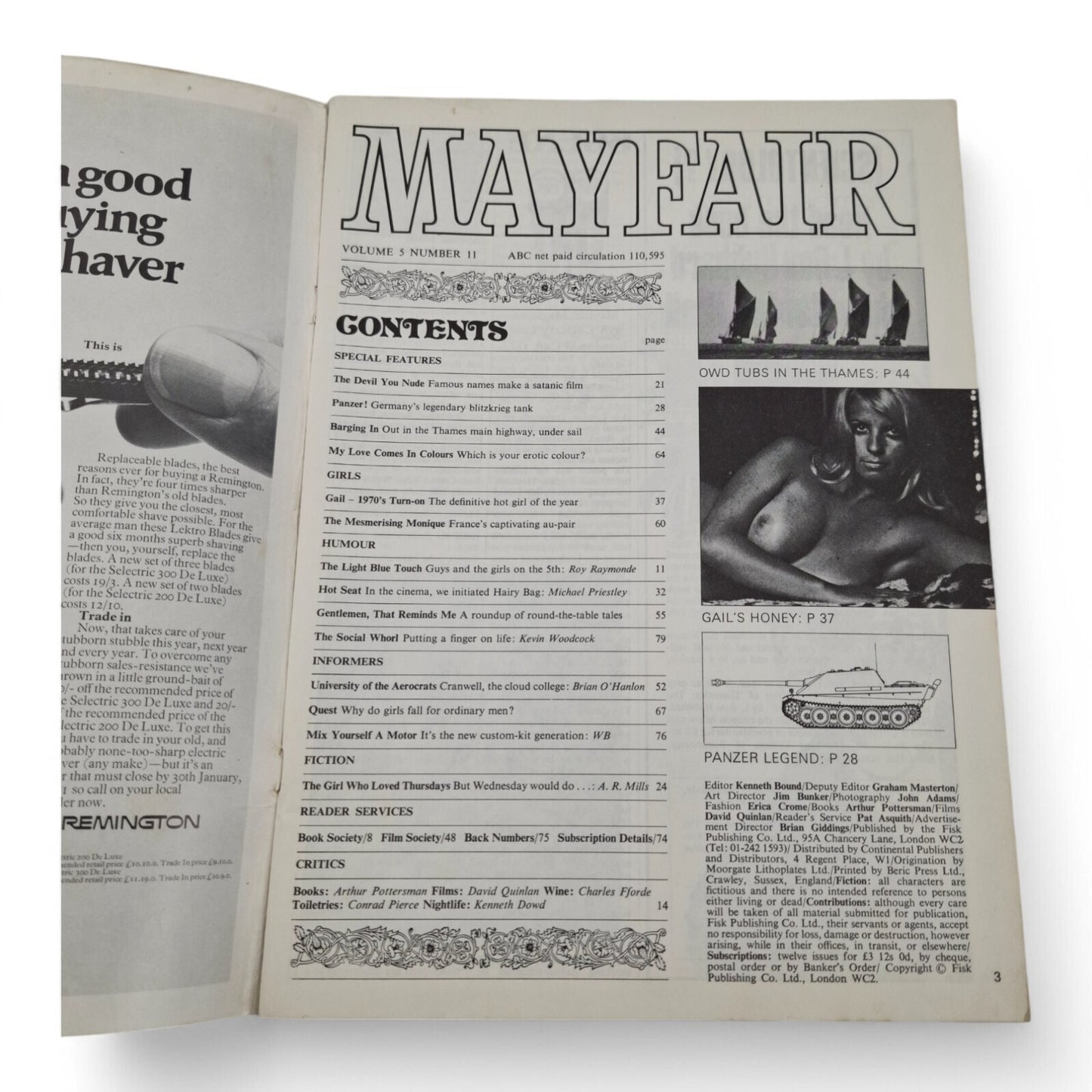 Vintage Mayfair Magazine Vol. 5 No. 11 November 1970 Playboy