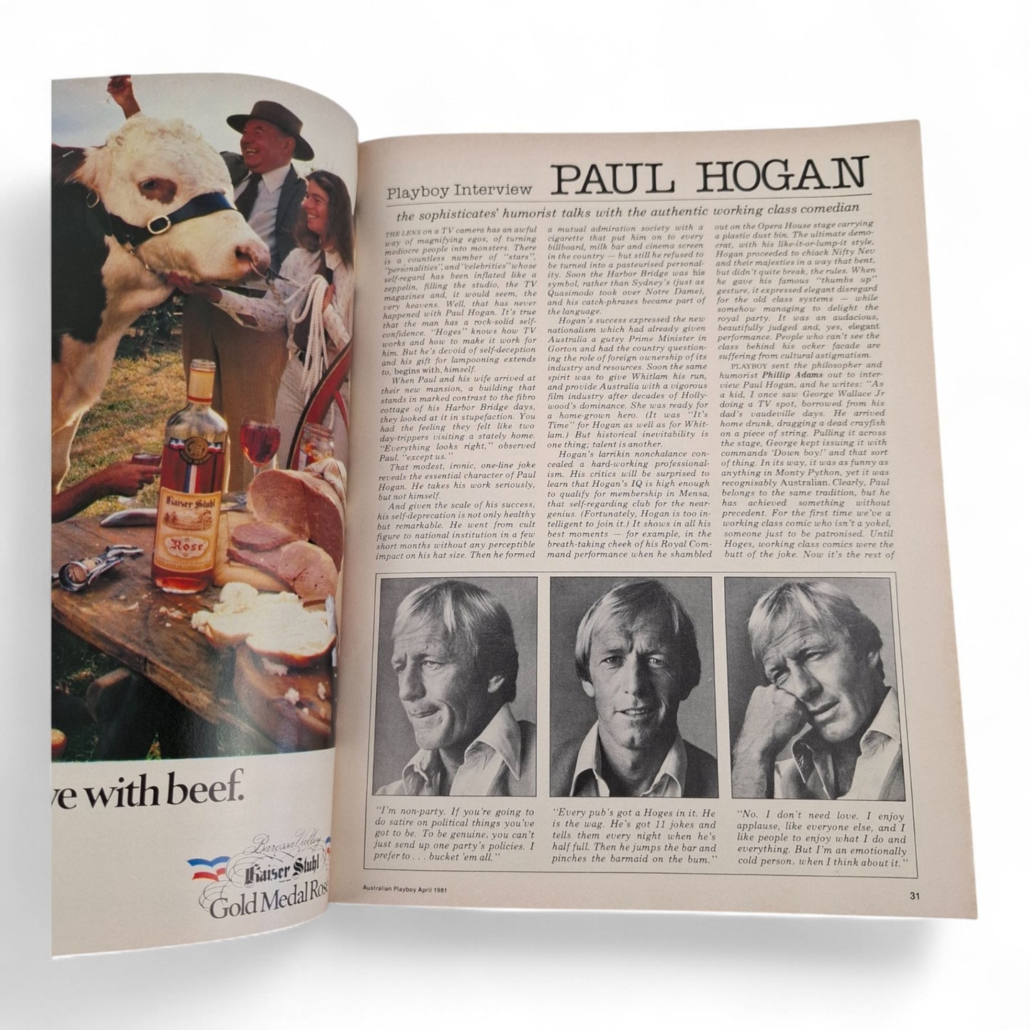 Australian Playboy Magazine April 1981 Karen West Paul Hogan Interview
