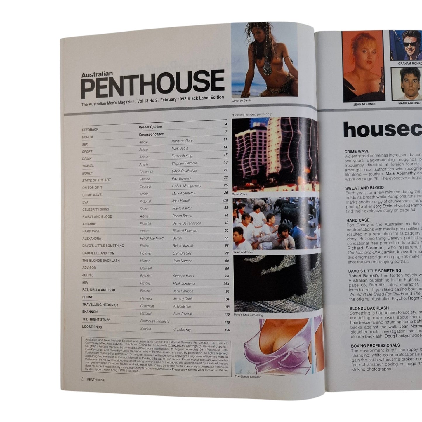 AUSTRALIAN PENTHOUSE Magazine February 1992 Alexandra Mead / Eva Viconti